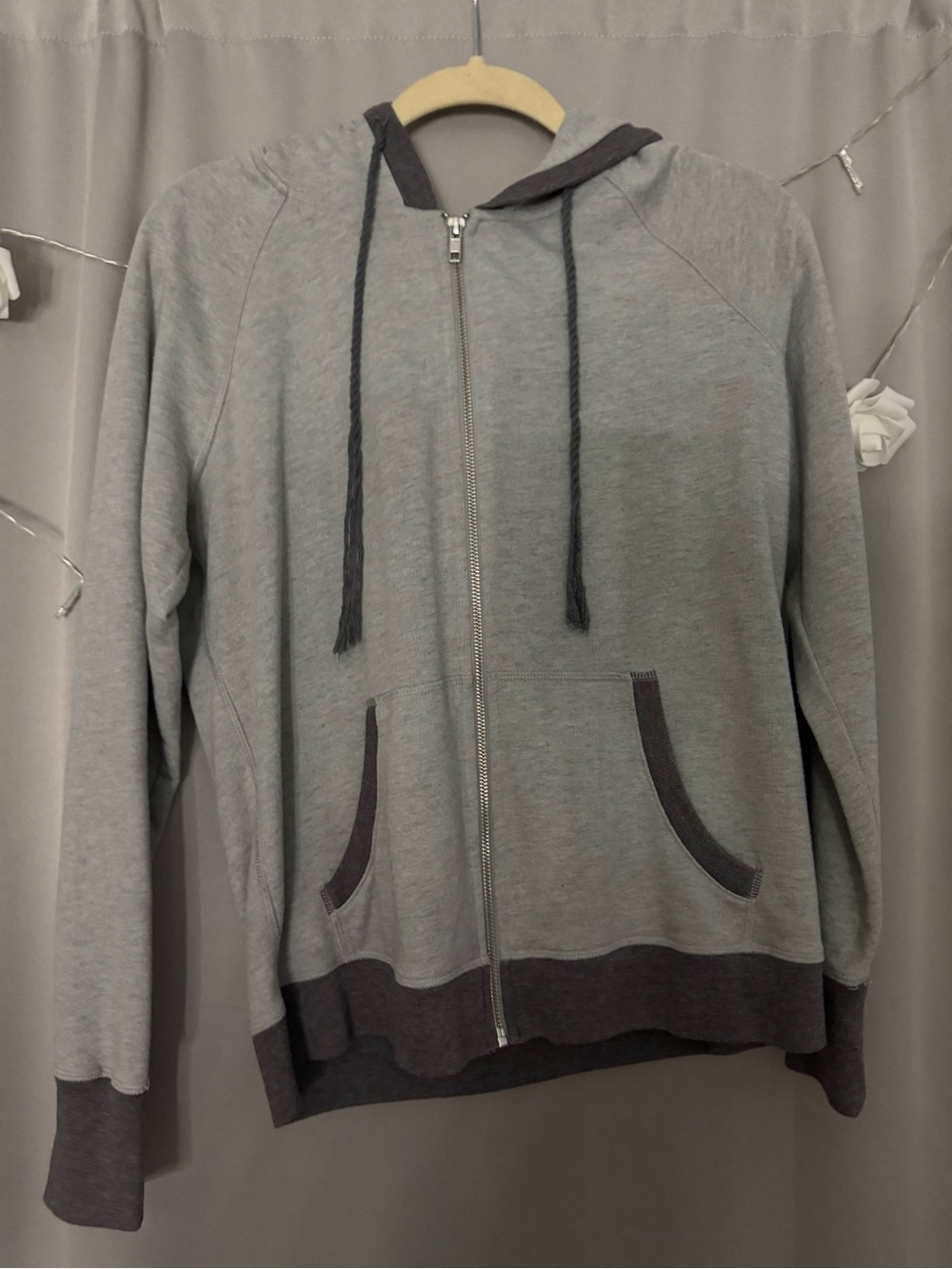 Champion Gray Zip-Up Hoodie with Dark Gray Trim